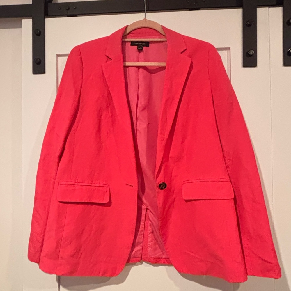 Ann Taylor Vibrant Pink Single-Button Blazer